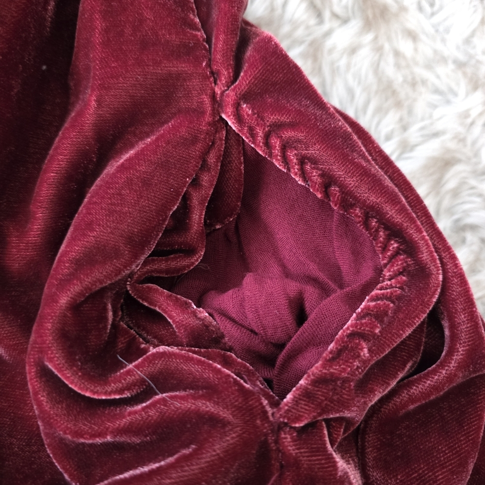 Velvet Smocked Mini Dress - Burgundy - Picture 12 of 16